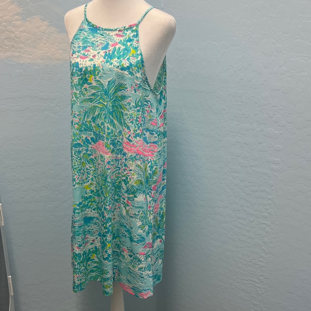 Lilly Pulitzer Blue and Pink Tropical Dress